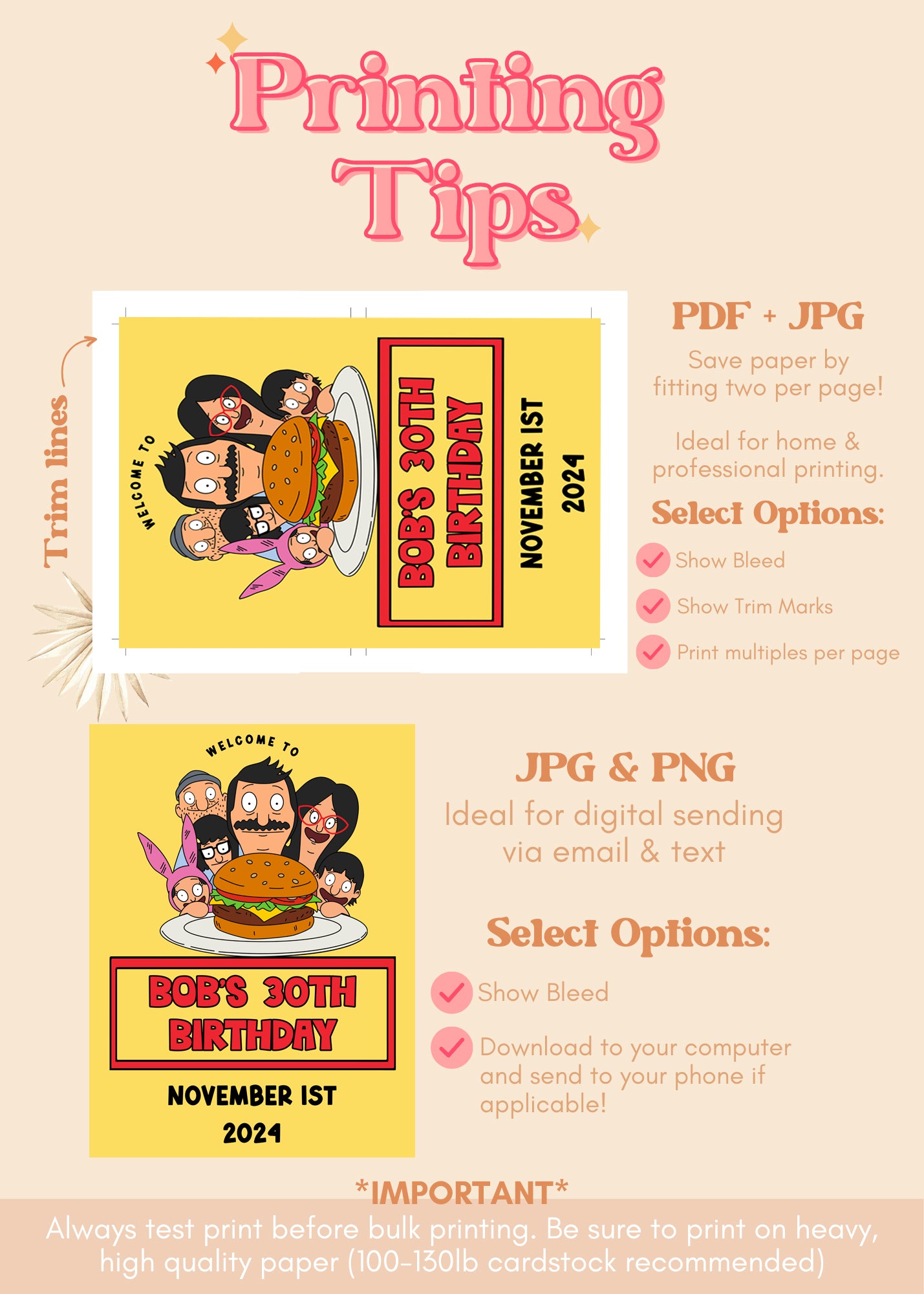 Bob's Burgers Birthday Welcome Sign | Bob's Burgers TV Show Printable Party Decor