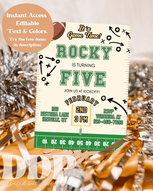 Football Game Time Birthday Invitation | ANY AGE Football Party Invite | American Sport Kids Party