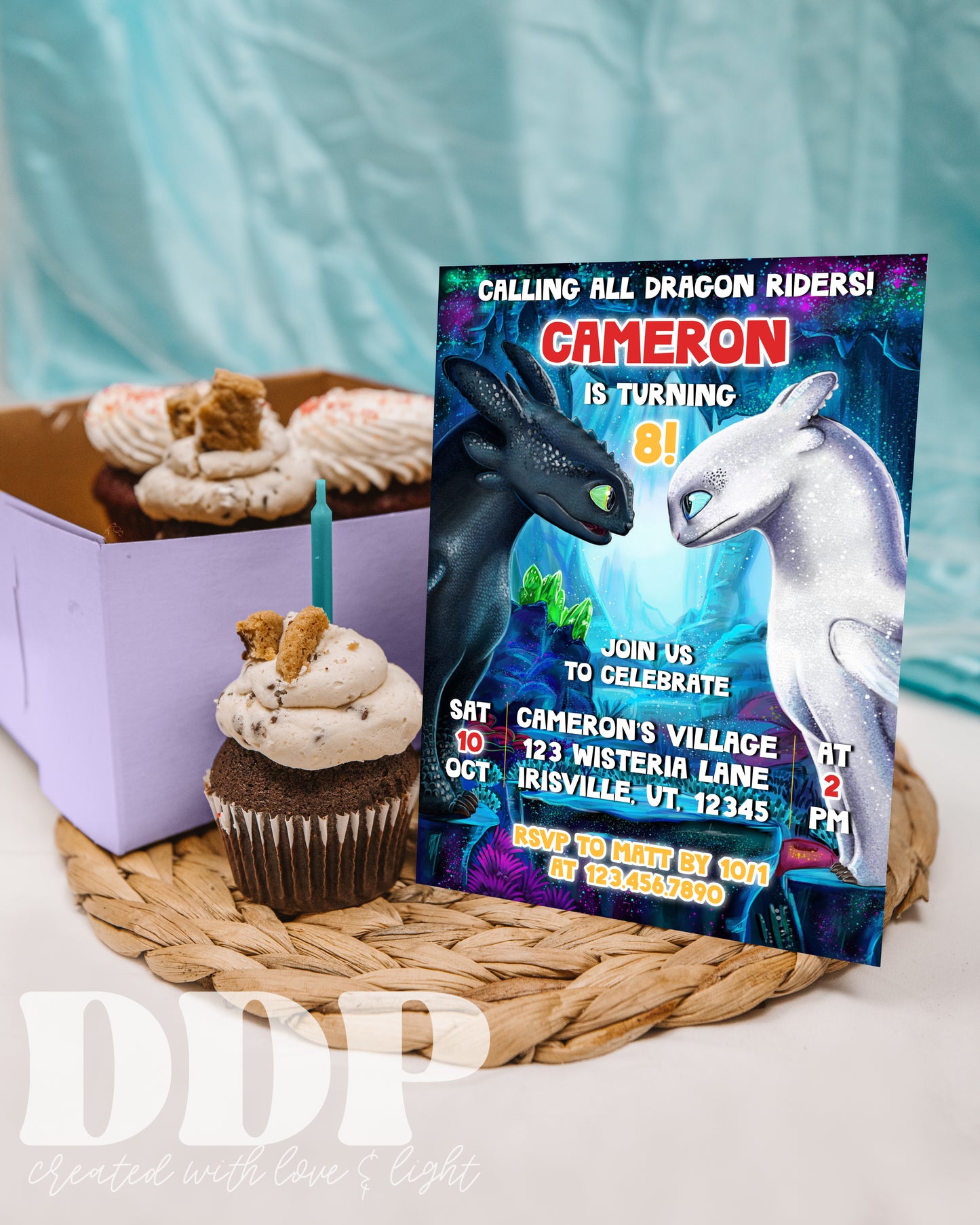 How to Train Your Dragon Birthday Invitation | Toothless Light Fury Invite | Toothless Dragon Birthday Party