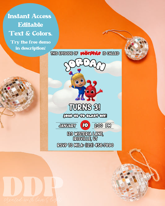 Morphle Birthday Party Invitation | Magic Pet Inspired Party Invite | Morphle & Mila Theme Party
