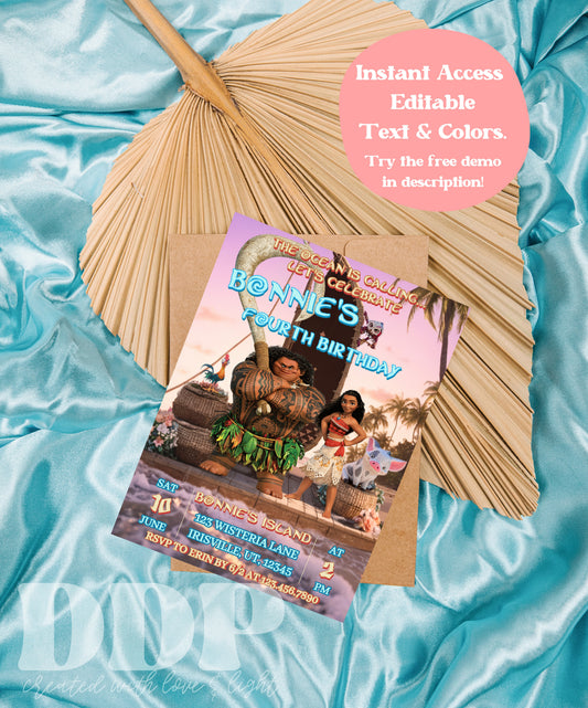 Moana Birthday Invitation | Moana ANY AGE Birthday Invite | Island Princess Themed Birthday