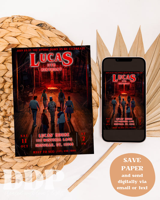 Stranger Things Birthday Party Invitation | Upside Down Party Invite | Eleven Editable Invite Template