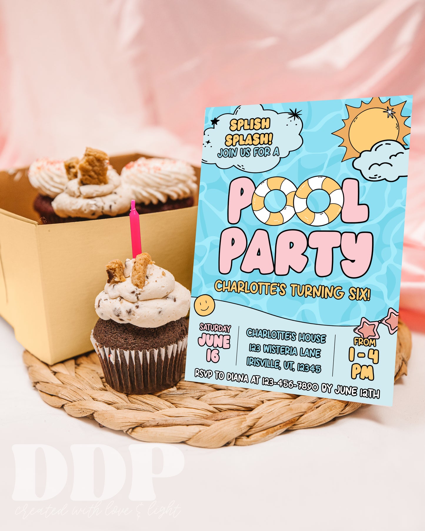 Editable Pool Party Invitation | Summer Evite Birthday | Retro Summer Pool Party Invite | Swimming Party Invite | Poolside Celebration