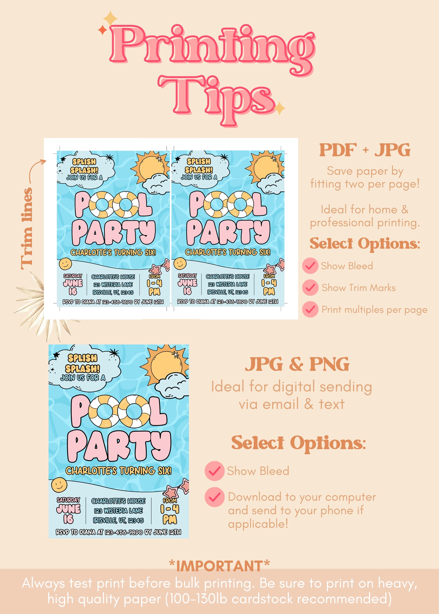 Editable Pool Party Invitation | Summer Evite Birthday | Retro Summer Pool Party Invite | Swimming Party Invite | Poolside Celebration