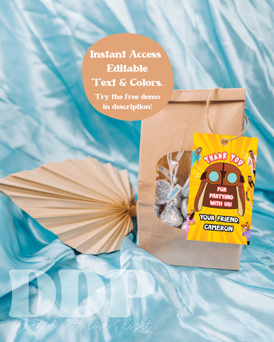 Danny Go Favor Tag | Great Big Party Birthday Tag | Danny Go Digital Template