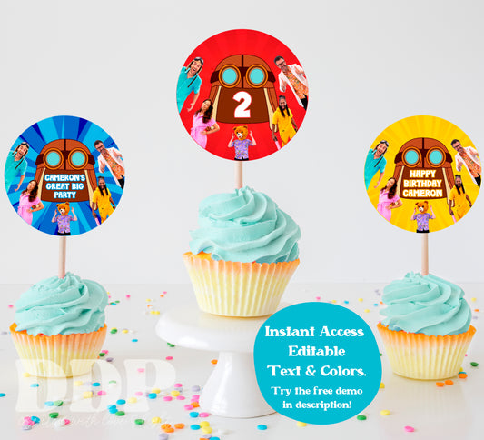 Danny Go Cupcake Toppers | Great Big Party Cupcake Toppers | Danny Go Party Decor