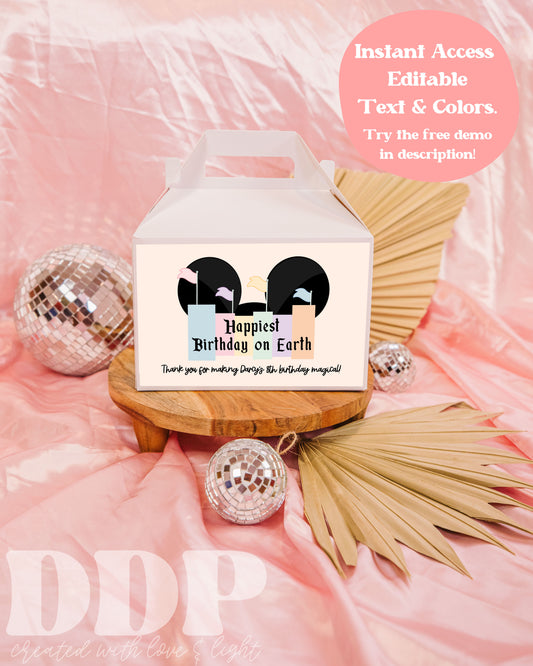 Disneyland Gable Box Label | Disneyland Magical Printable Party Decor