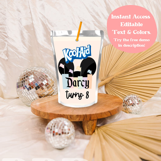 Disneyland Juice Pouch Label | Vintage Theme Park Printable Party Decor | Capri Sun Koolaid Jammers Label