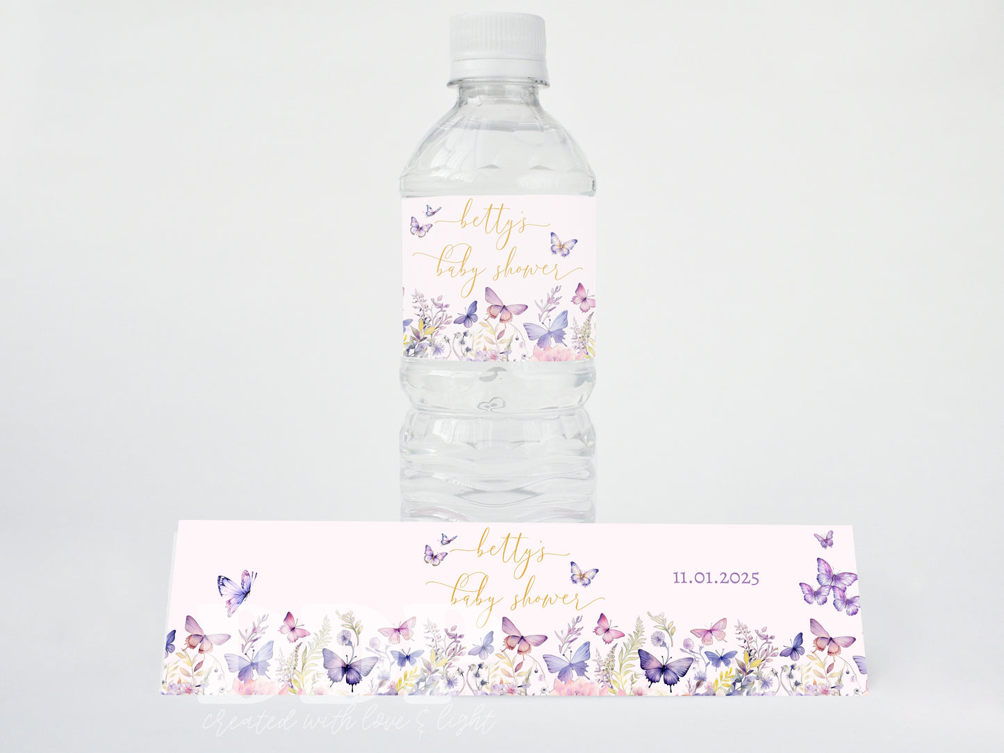 Enchanted to Meet You Water Bottle Label | Girl Baby Shower Butterfly Label | Wildflower Butterflies Printable Party Decor