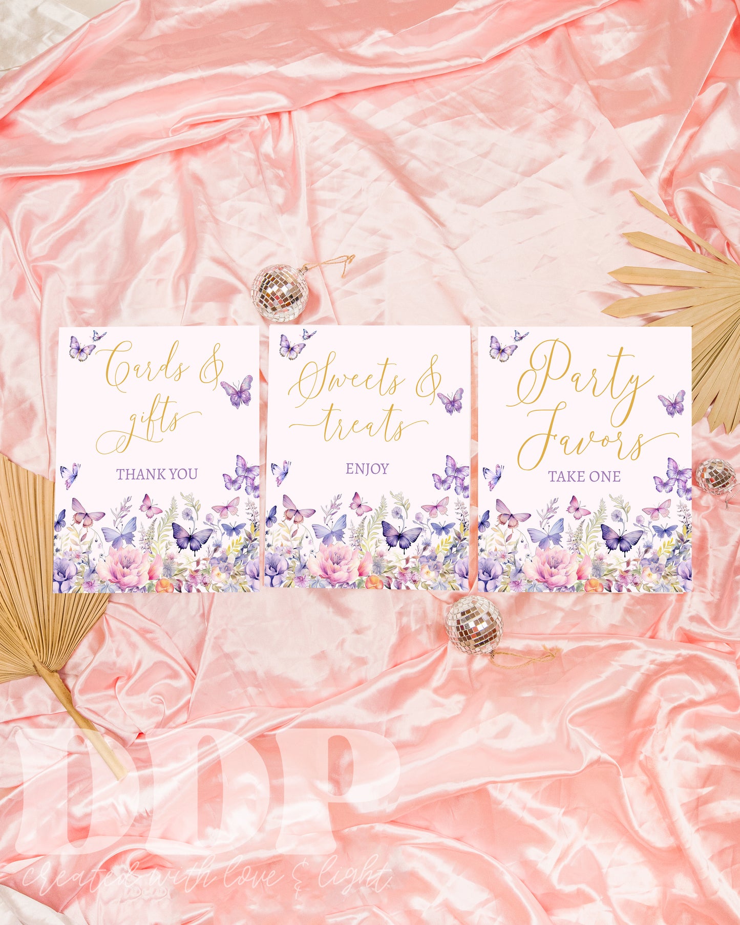 Enchanted to Meet You Baby Shower Table Sign Templates | Butterfly Baby Shower Decor | Printable Wildflower Butterfly Table Signs