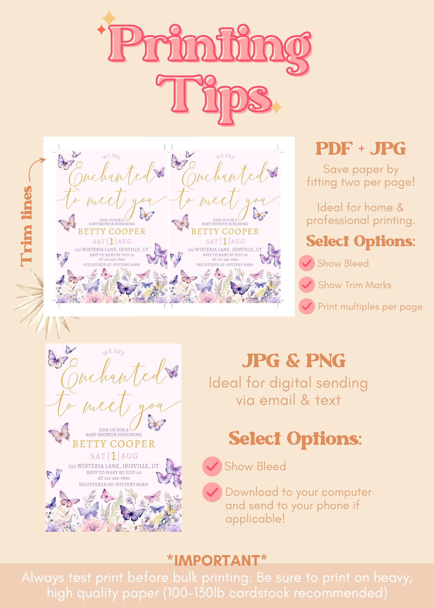 Enchanted to Meet You Baby Shower Invite Set | Girl Baby Shower Butterfly Invite | Butterfly Shower | Wildflower Butterflies Invite Bundle