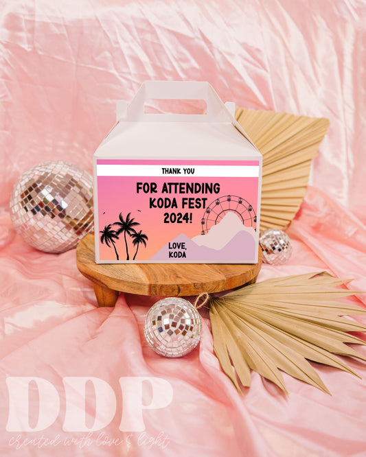 Music Festival Gable Box Label | CUSTOM FEST VIP Concert Pass Printable Party Decor