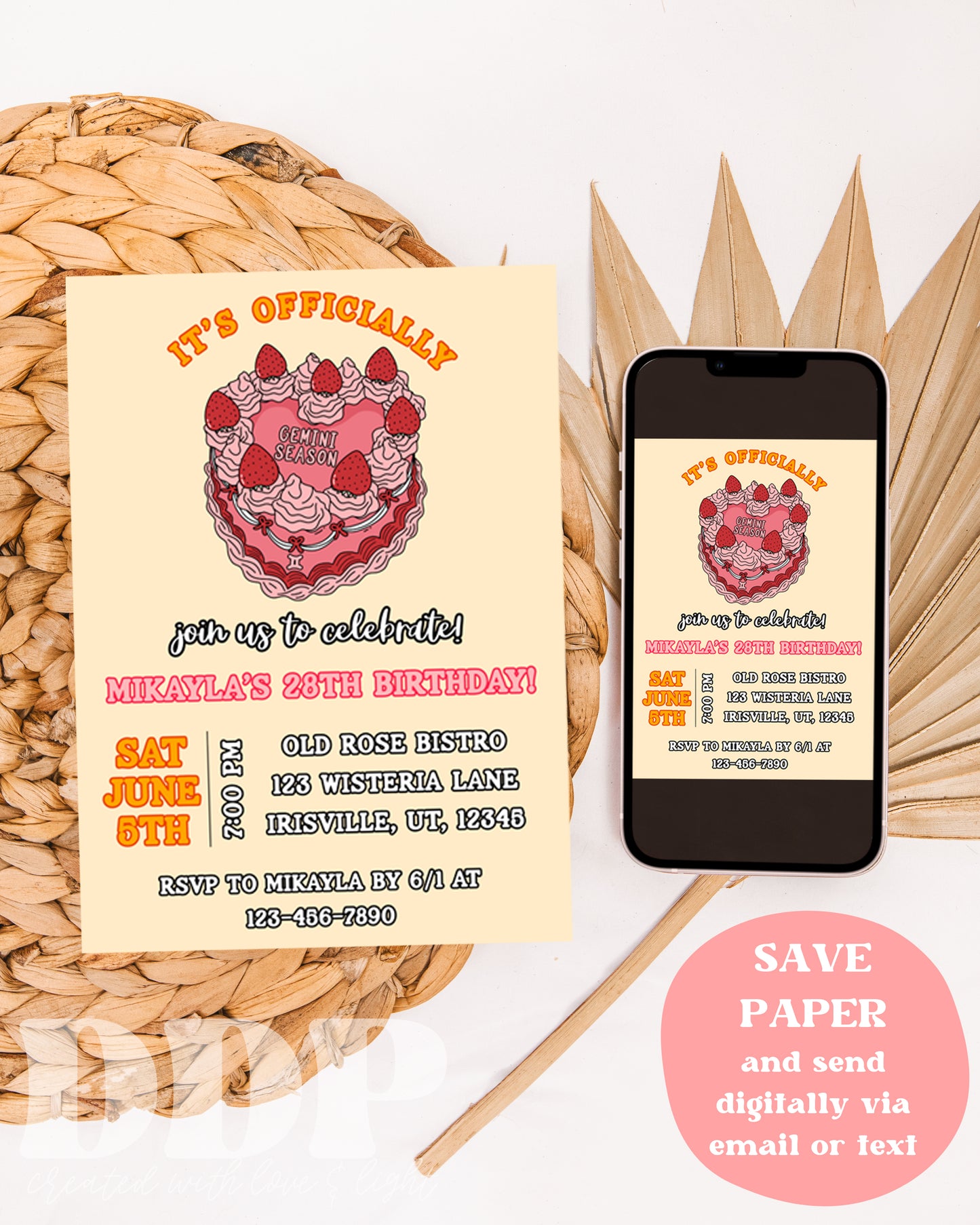 Gemini Season Zodiac Birthday Invitation | ANY AGE Adult Birthday Astrology Editable Invite Template