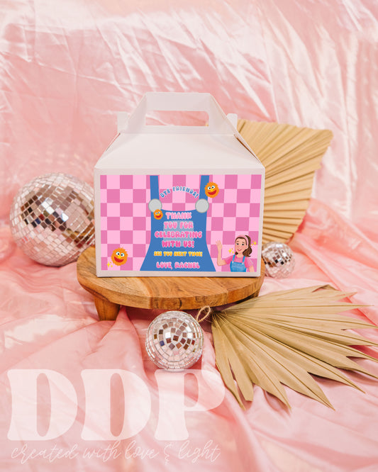 Overalls Rachel Gable Box Label | Songs for Littles Party Decor