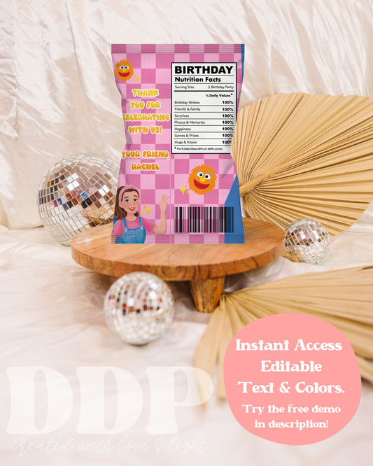 Overalls Chips Bag Label | Ms. Rachel Birthday Printable Party Decor