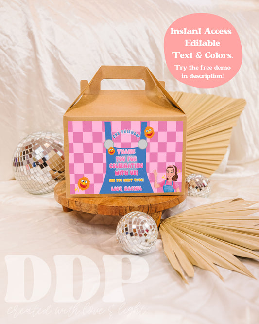 Overalls Rachel Gable Box Label | Songs for Littles Party Decor