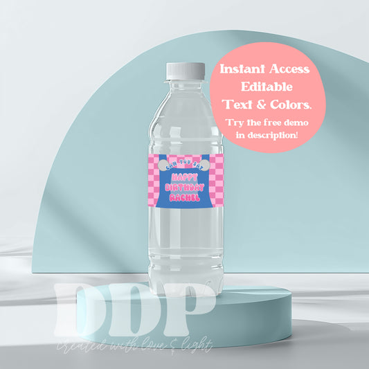 Miss Rachel Water Bottle Label | Songs for Littles Party Decor | Overalls Decor