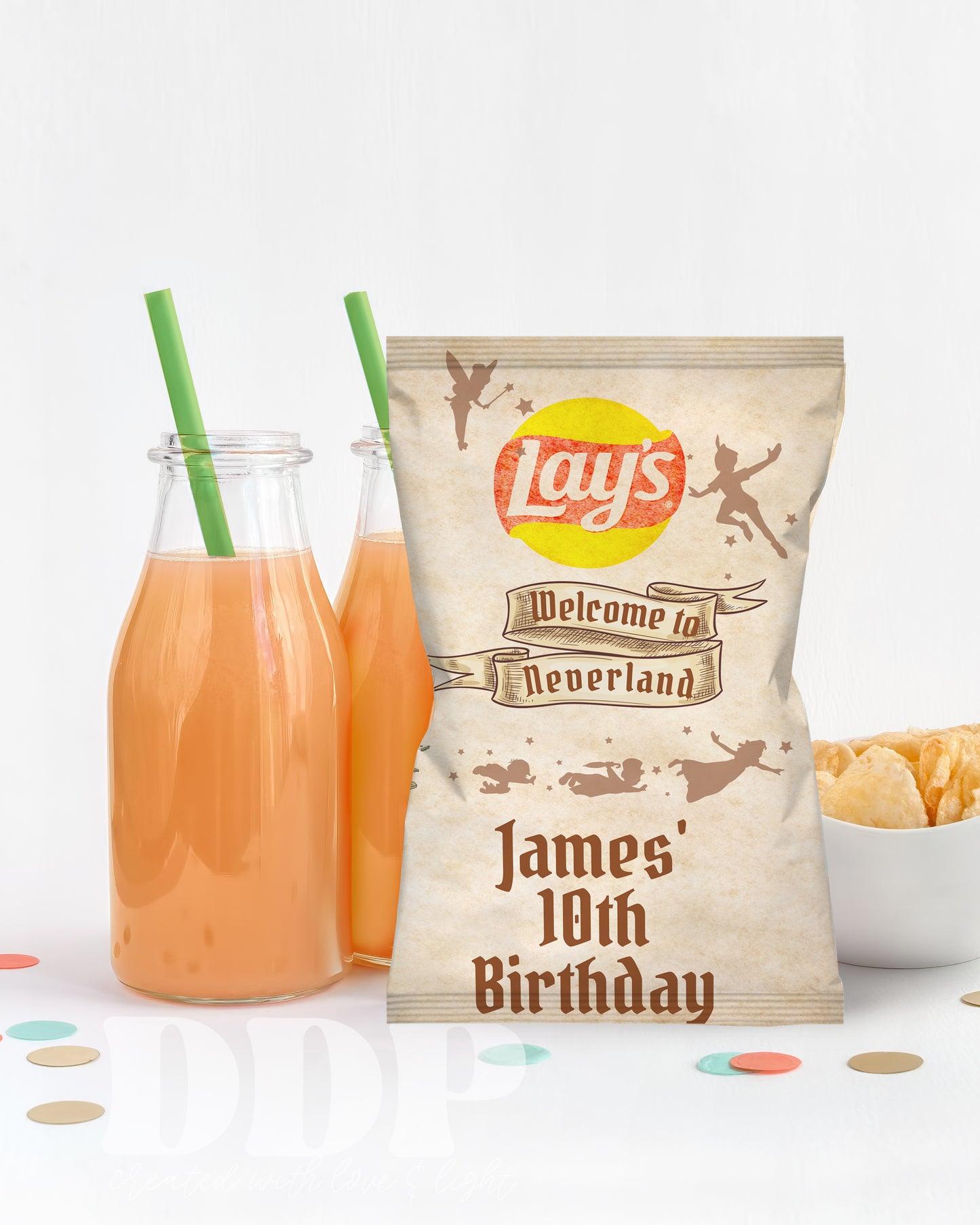 Peter Pan Birthday Chip Bag Label | Neverland Never Grow Up Printable Party Decor