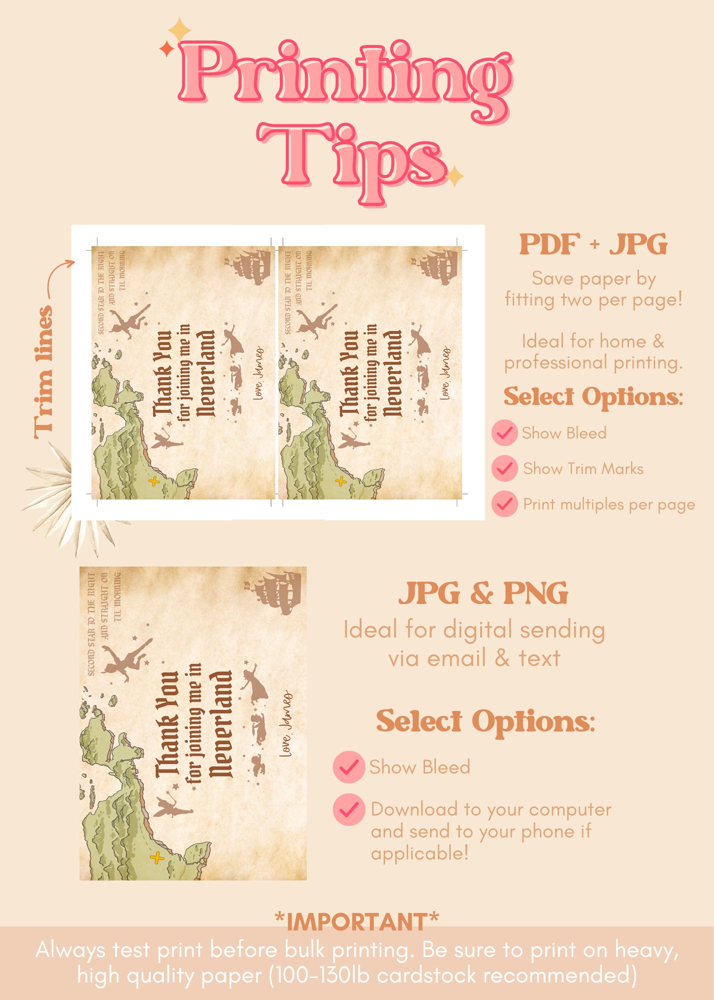 Peter Pan Birthday Thank You Card | Neverland Never Grow Up Printable Party Decor