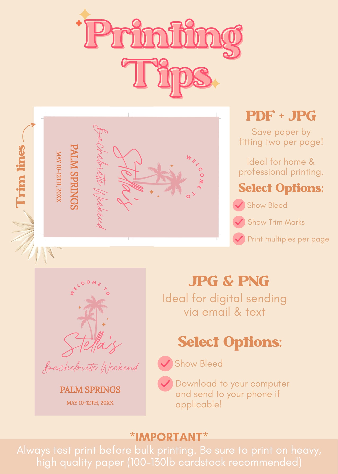 Palm Springs Bachelorette Welcome Sign | Palm Springs Before the Ring Printable Party Decor