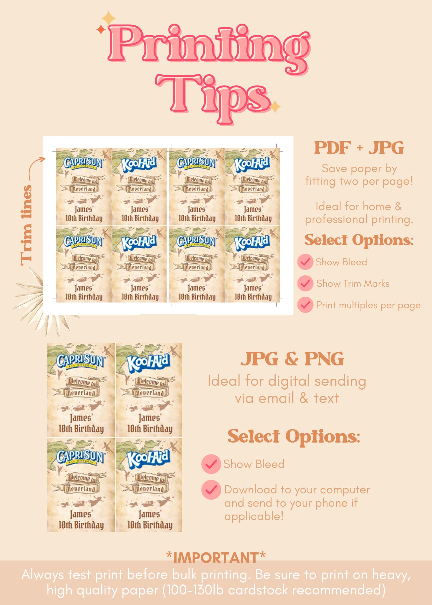 Peter Pan Birthday Juice Pouch Label | Neverland Never Grow Up Printable Party Decor