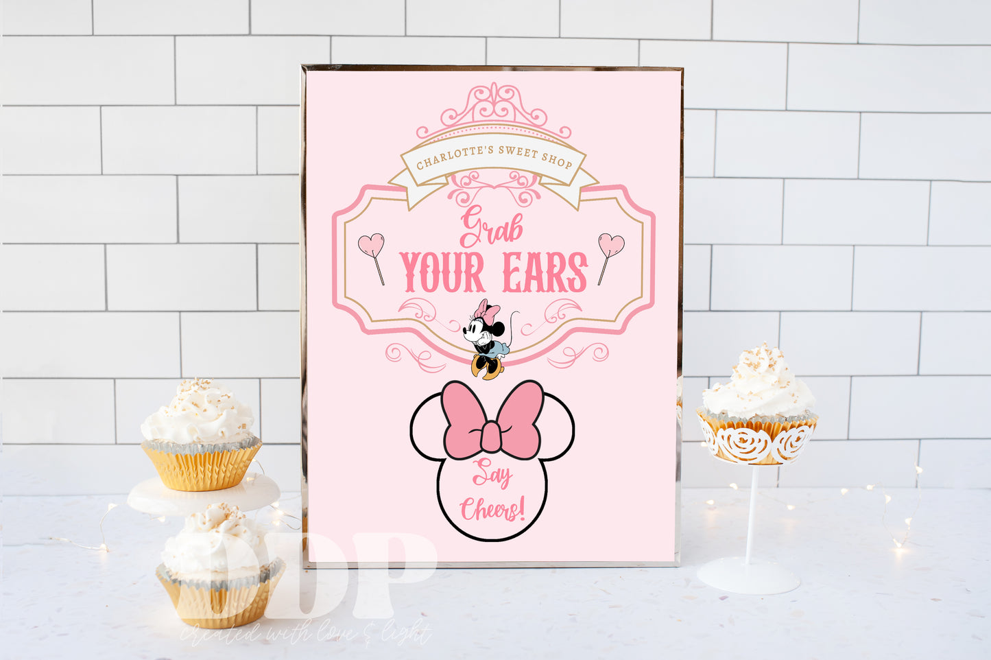 Classic Minnie Mouse Table Signs | Grab Your Ears Sign | Vintage Disneyland Sweet Store Birthday | Mainstreet Sweet Shop Signs