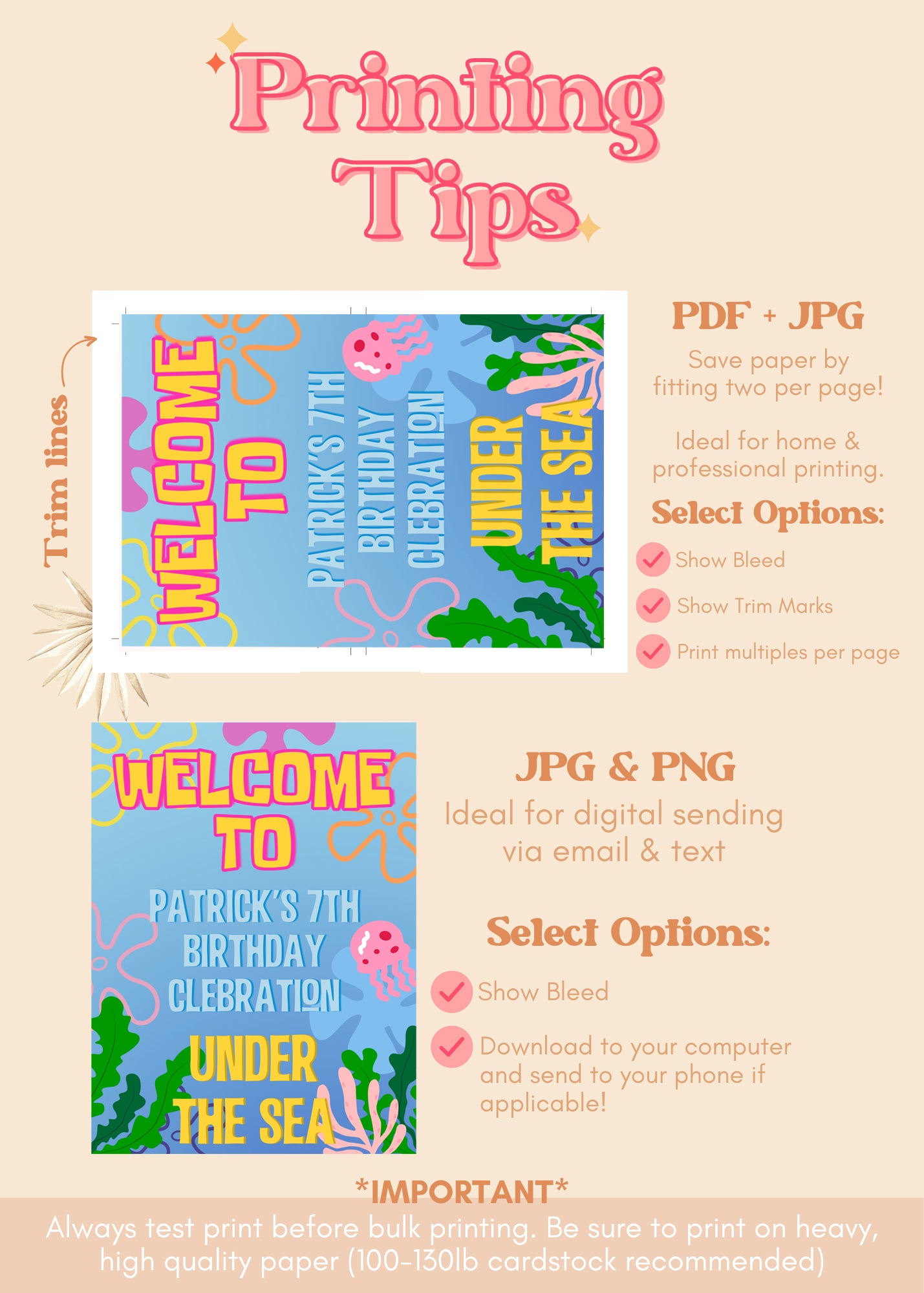 Spongebob Welcome Sign | Printable Colorful Spongebob Party Supplies | Under the Sea Birthday Party Supplies