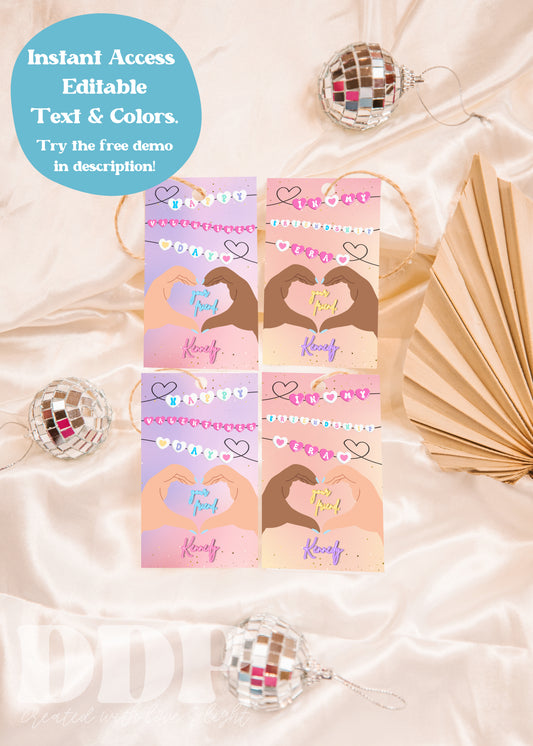 Taylor Swift Valentine's Bundle | Friendship Bracelet Printable Valentine Tags | Swiftie Valentine Cards | Galentine's Day Cards