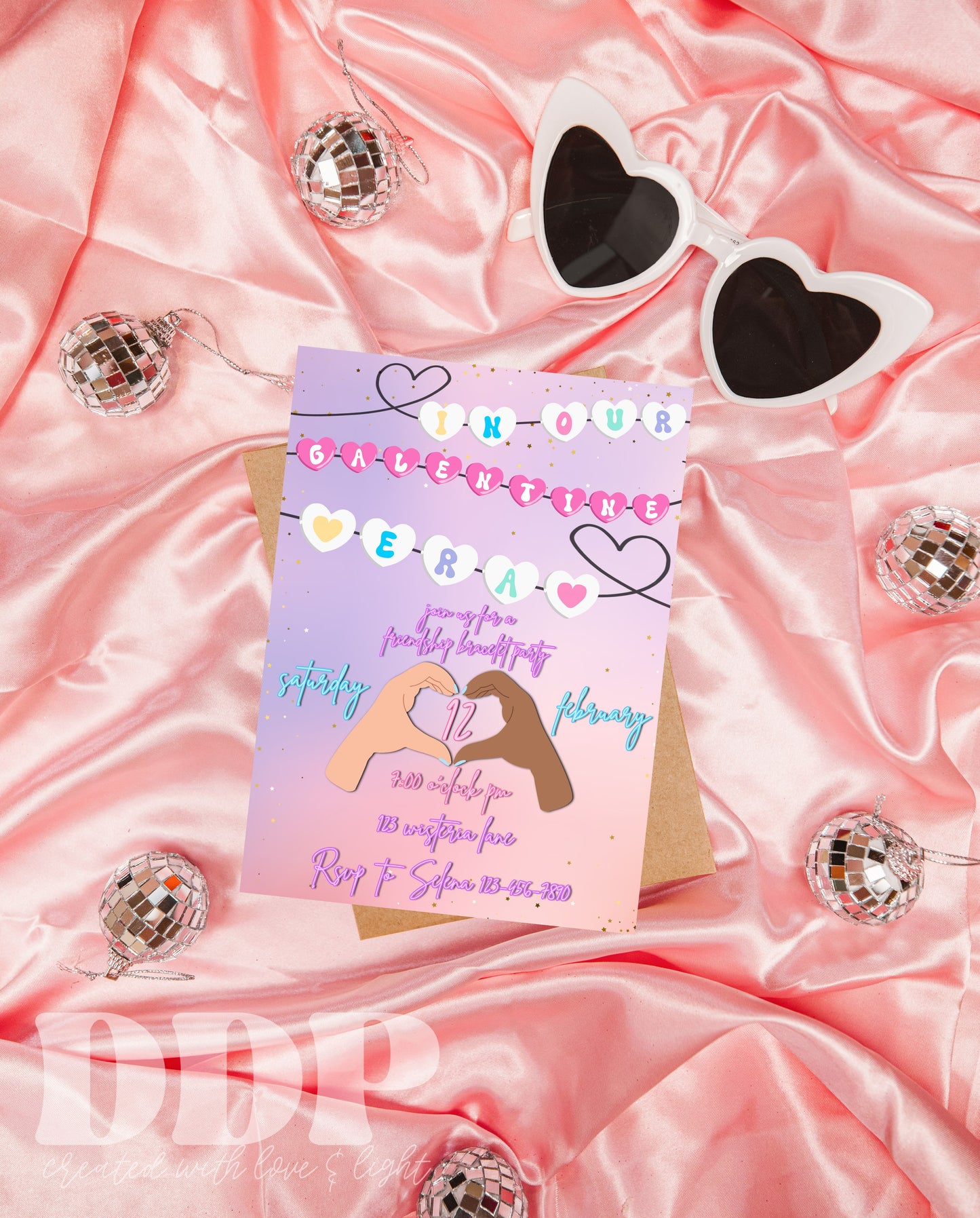 Valentine Era Friendship Bracelet Invitation | Taylor Swift Eras Galentine's Party | Editable Swiftie Eras Party Invite Template
