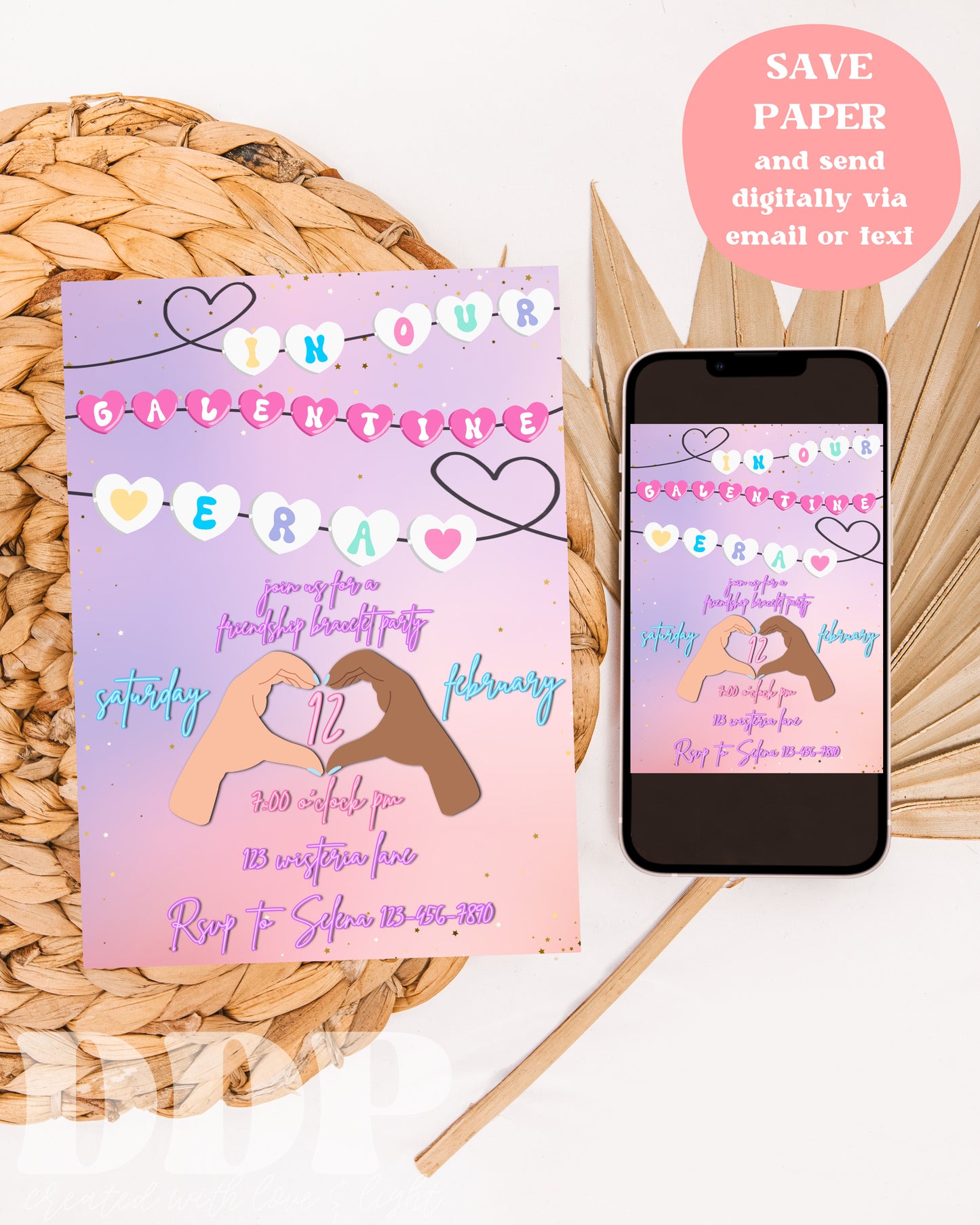 Valentine Era Friendship Bracelet Invitation | Taylor Swift Eras Galentine's Party | Editable Swiftie Eras Party Invite Template