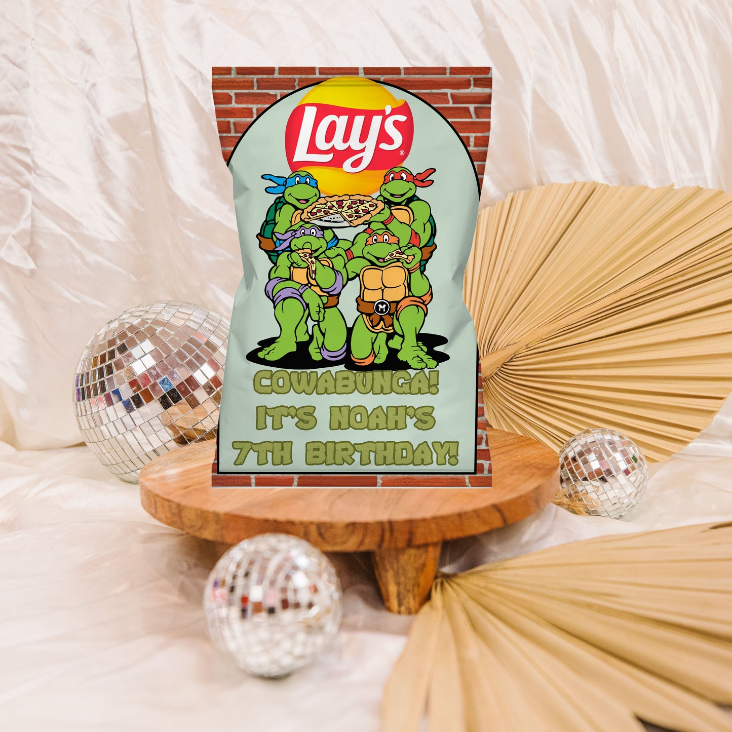 TMNT Chips Bag Label | Teenage Mutant Ninja Turtles Printable Party Decor | Kids-Themed Ninja Turtles Treat Bag Label