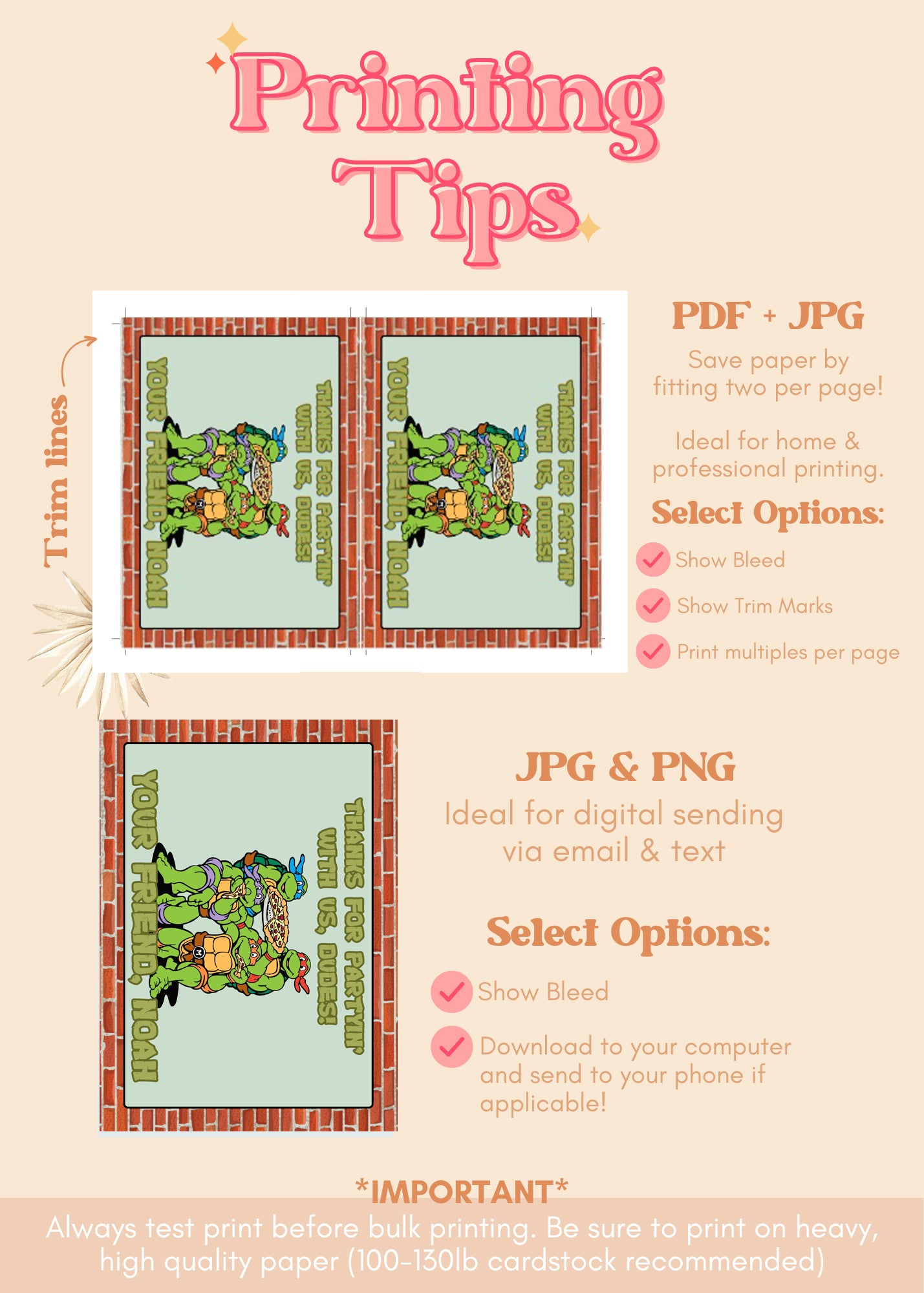 TMNT Thank You Cards | Teenage Mutant Ninja Turtles Birthday Thank You