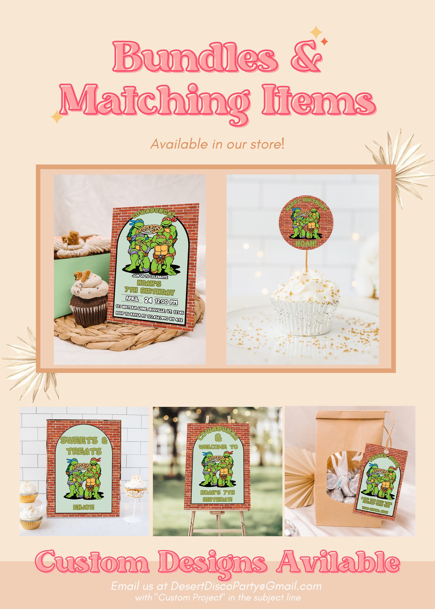 TMNT Gable Box Label | Teenage Mutant Ninja Turtles Printable Party Decor Treat Box Label | Ninja Turtles Treat Box Party Favors