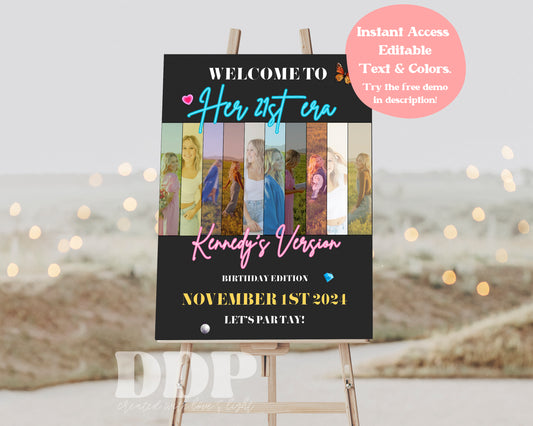 Eras Tour Welcome Sign | Swiftie Eras Birthday Printable Party Supplies