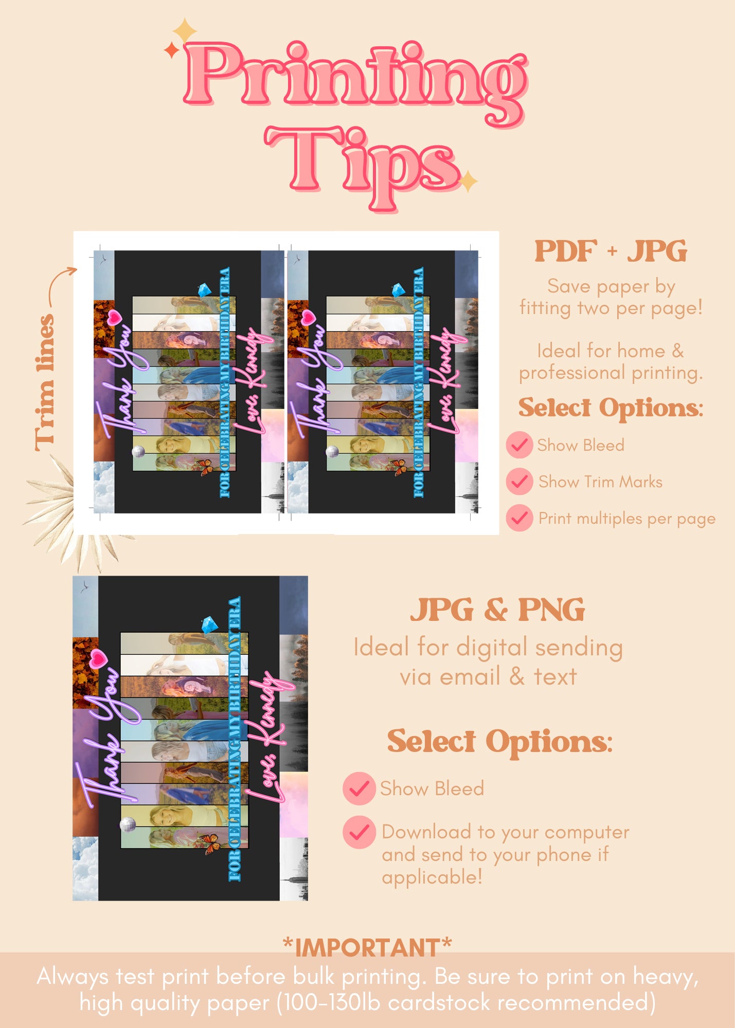 Eras Tour In Her Birthday Era Thank You Card | Swiftie Printable Party Decor