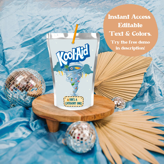 TWONADO / FOURNADO Juice Pouch Label | Tornado Printable Party Decor | Twister Storm Party | Hurricane Party Drink Label