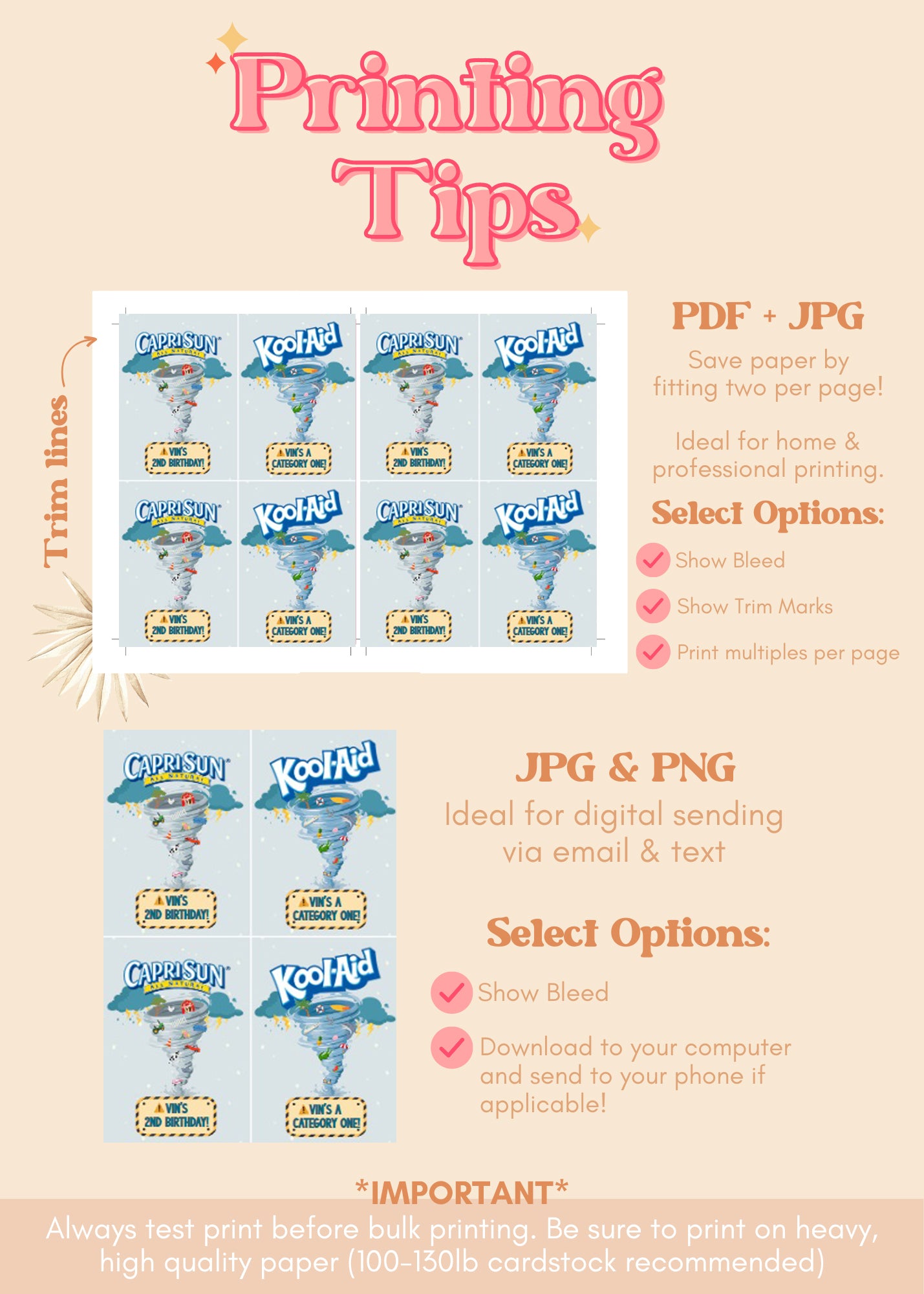 TWONADO / FOURNADO Juice Pouch Label | Tornado Printable Party Decor | Twister Storm Party | Hurricane Party Drink Label