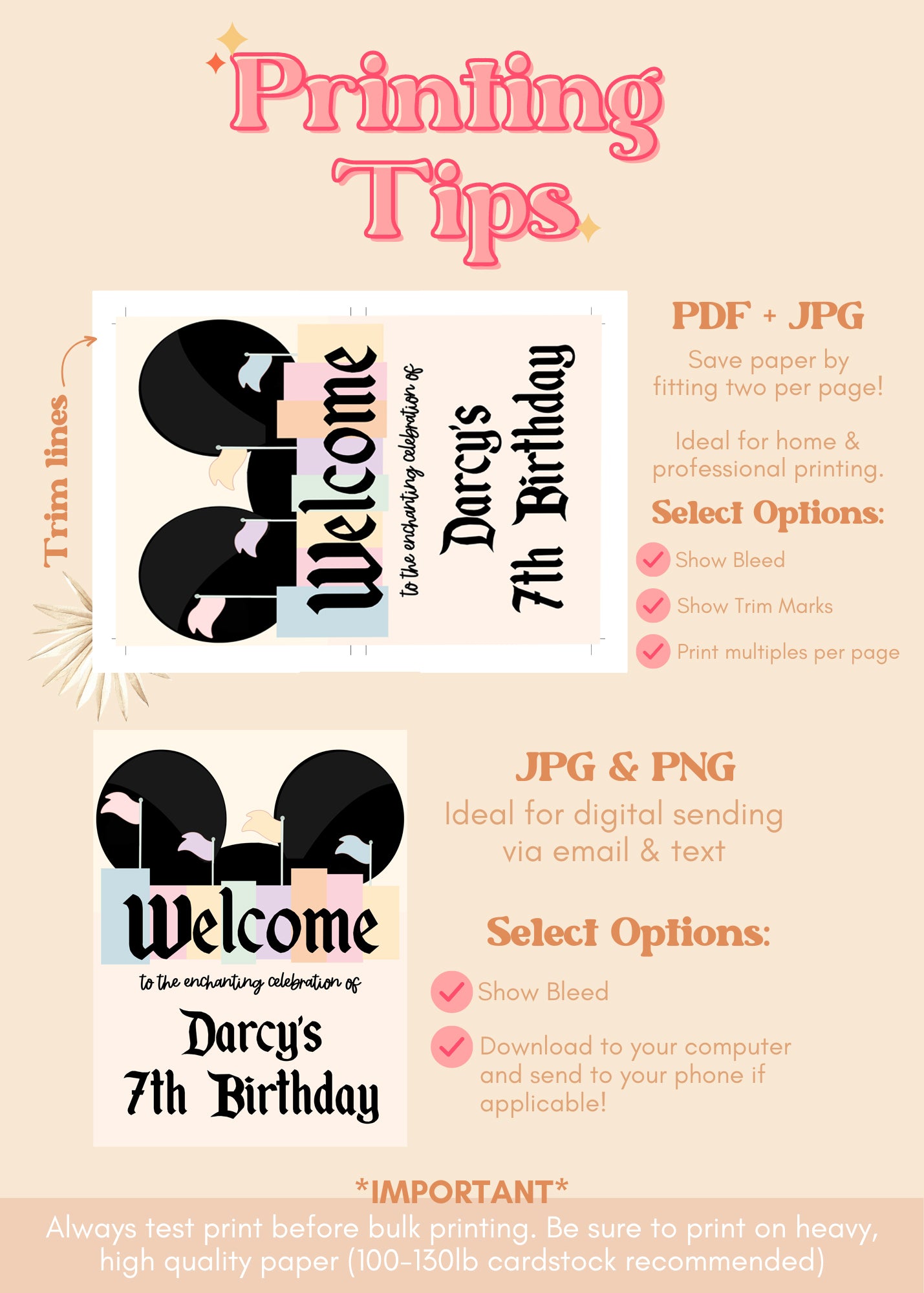 Disneyland Inspired Welcome Sign | Vintage Disneyland Printable Party Supplies