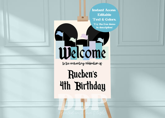 Disneyland Inspired Birthday Welcome Sign | Happiest Birthday On Earth | Disneyland Printable Party Supplies