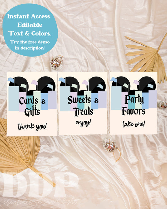 Disneyland Inspired Table Signs | Vintage Disneyland Party Supplies Editable Invite Template | Disney Boy Birthday
