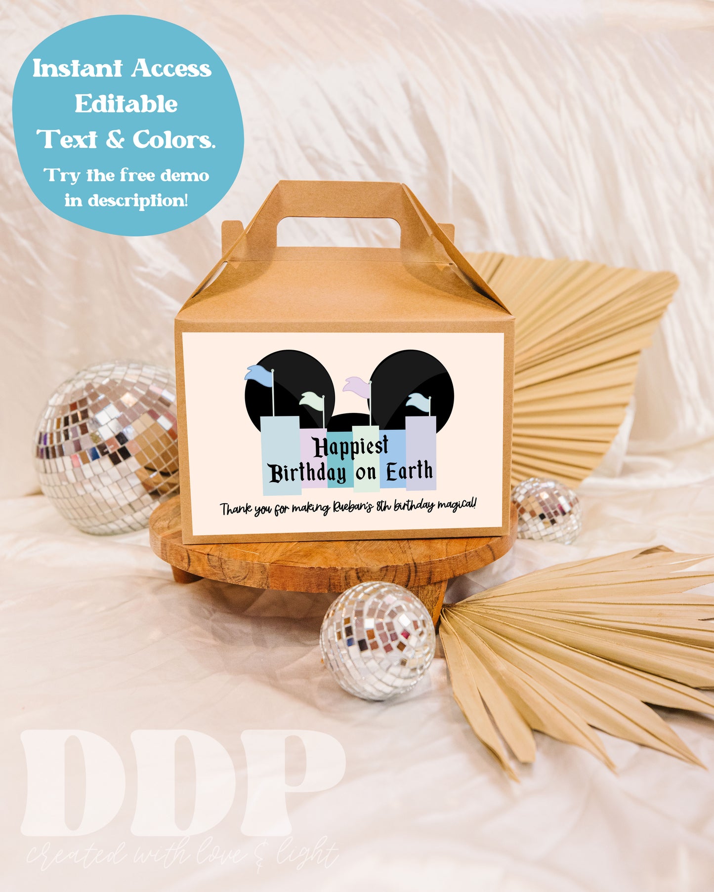 Disneyland Gable Box Label | Disneyland Magical Printable Party Decor | Disney Boy Birthday