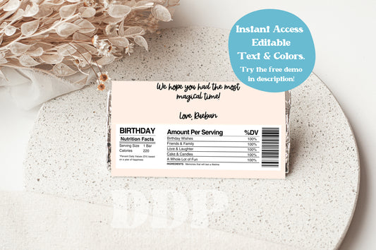 Disneyland Chocolate Bar Label | Vintage Disney Printable Party Decor | Disney Boy Birthday