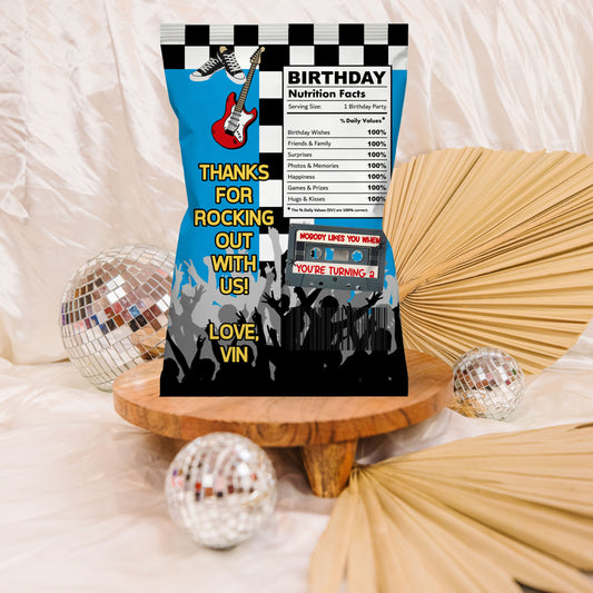 Warped Tour 2nd Birthday Chips Bag Label | Warped Two-ur Printable Party Decor | Rock Concert Treat Bag Label