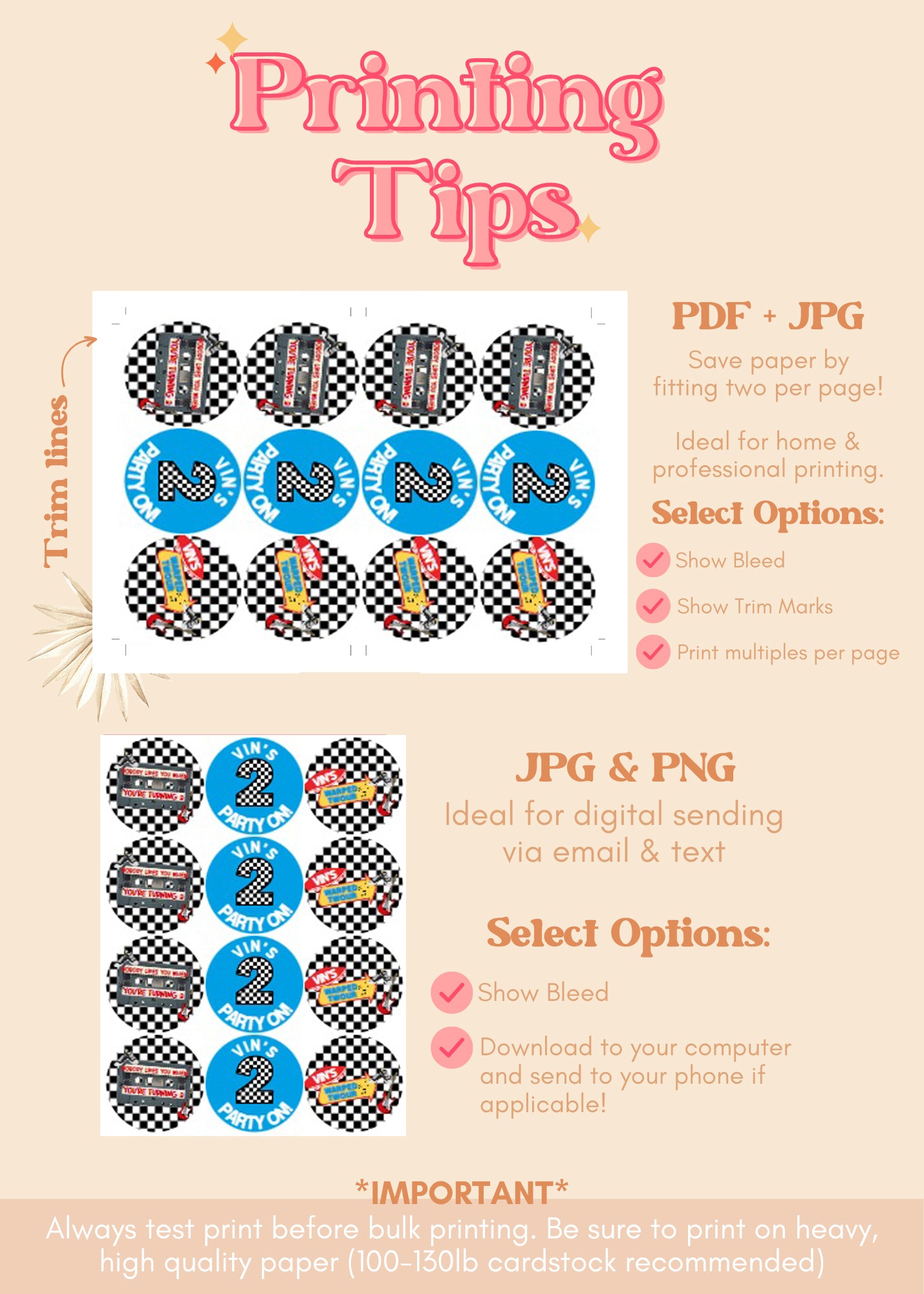 Warped Tour Cupcake Topper | Warped Two-ur Cupcake Topper | Rock Concert Printable Party Decor