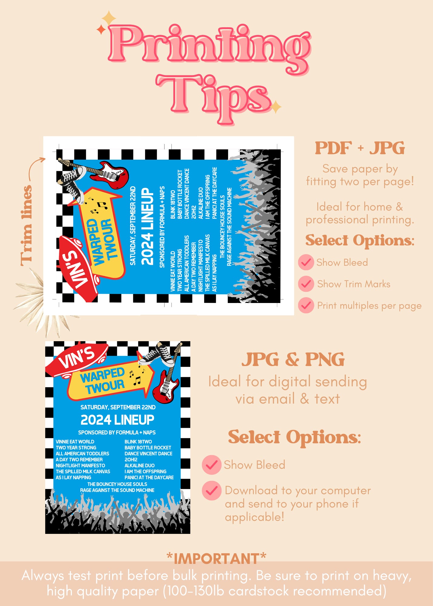 Warped Tour Welcome Sign | Warped Two-ur Printable Party Decor | Rock Concert Birthday Boy Party Theme
