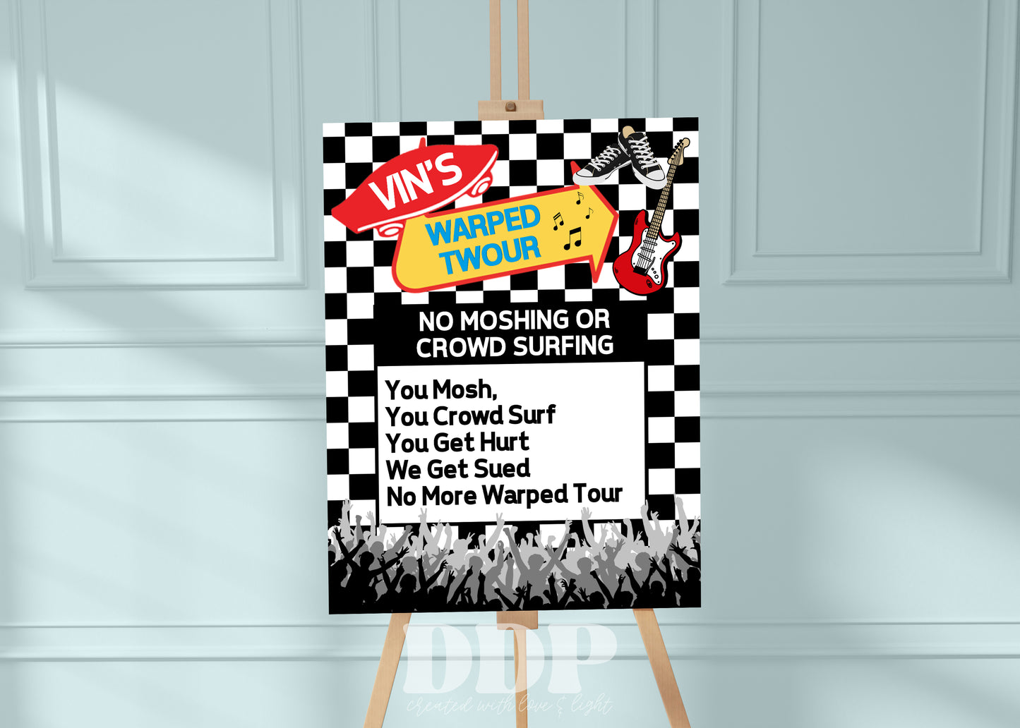 Warped Tour Mosh Pit Rules Welcome Sign | Warped Two-ur Printable Party Decor | Rock Concert Birthday Boy Party Theme