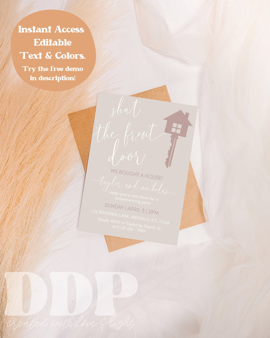 Shut the Front Door Housewarming Invite | Housewarming Invite | Funny Housewarming Invite | Housewarming | Editable Template | Printable
