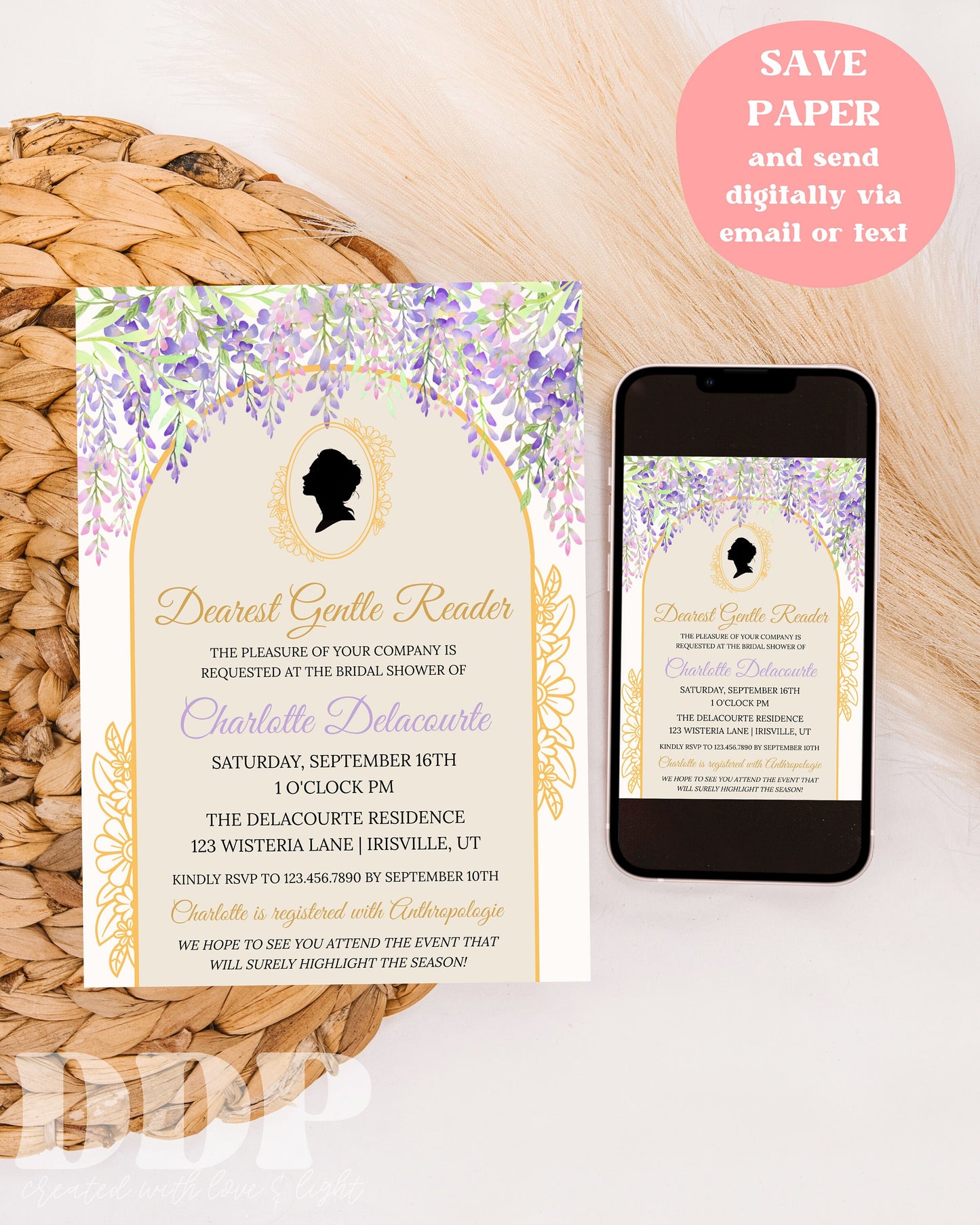 Bridgerton Inspired Bridal Shower Invite | Bridgerton Wedding Shower Invite | Victorian Era Bridal Shower Invitation | Floral Bridal Shower