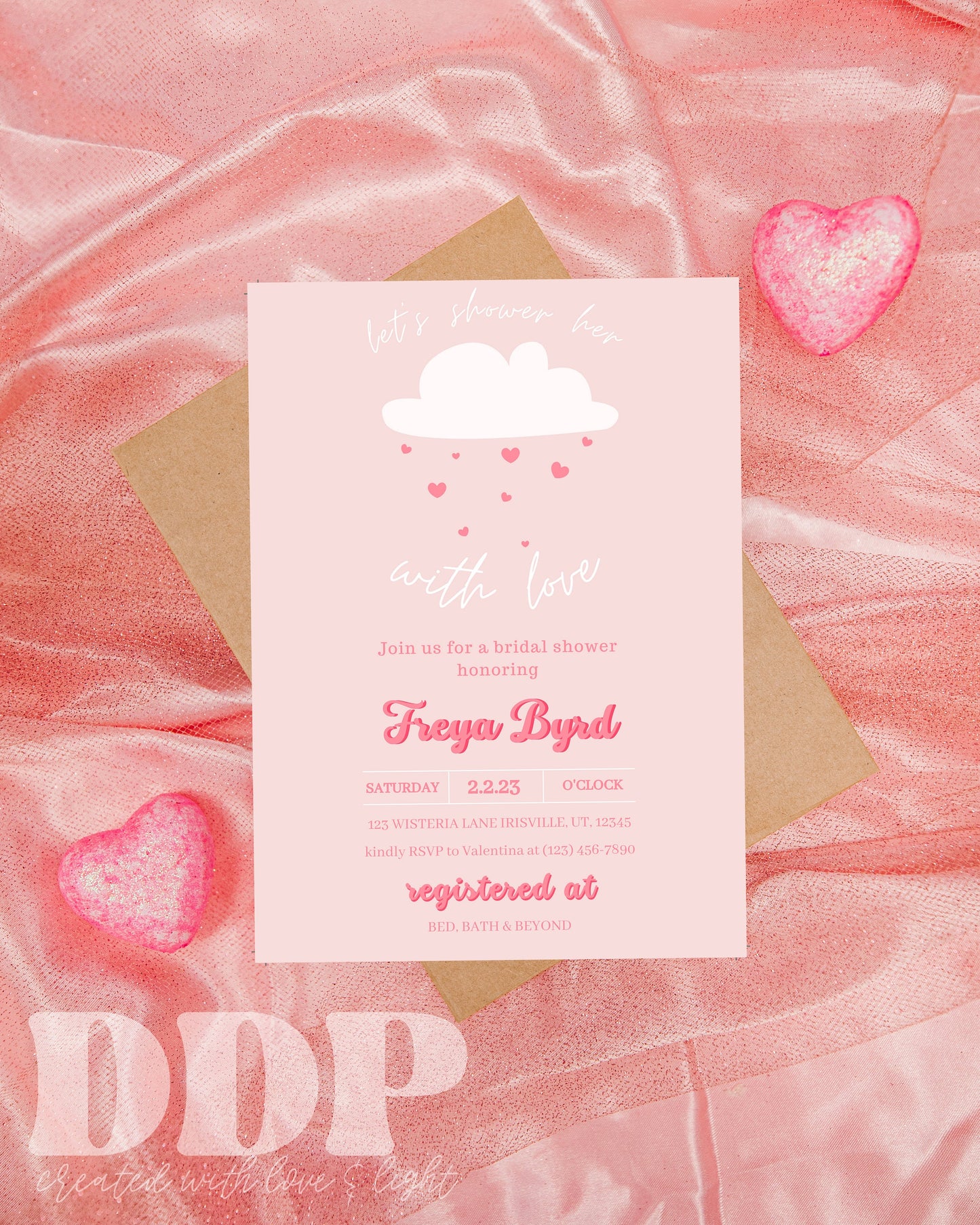 Valentine's Day Bridal Shower Invitation | Retro Heart Bridal Shower Invite | Shower Her With Love Bridal Shower | Editable Invite Template