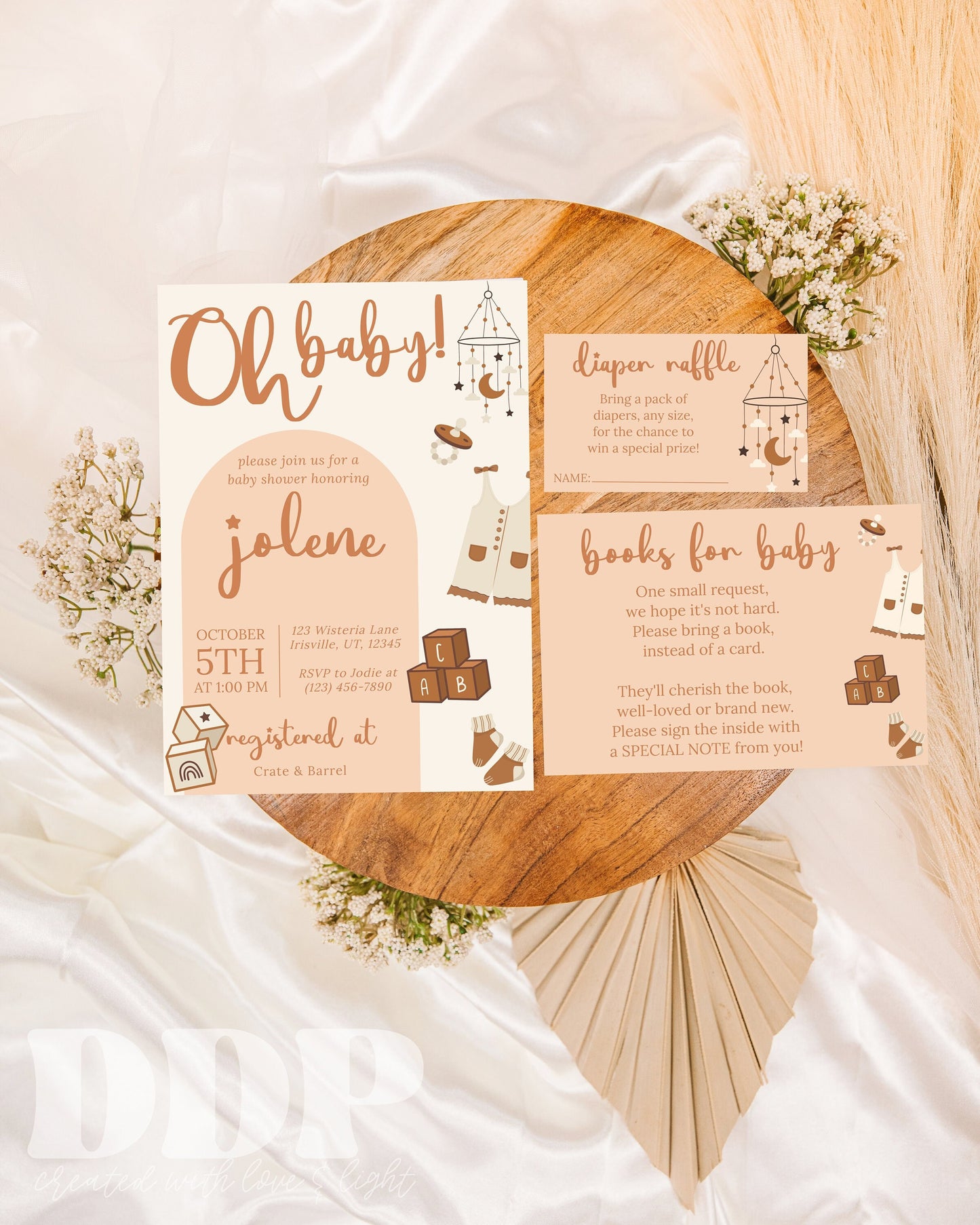 Boho Neutral Baby Shower Invitation Suite | Gender Neutral Baby Shower Invite | Minimalist Baby Shower Invite | Baby Shower Invite Bundle